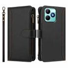 For Realme C53 4G Global / C51 4G Magnetic Closure 9 Card Slots Zipper Leather Case with Hand Strap(Black) - 2