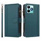 For Realme C53 4G Global / C51 4G Magnetic Closure 9 Card Slots Zipper Leather Case with Hand Strap(Dark Green) - 2