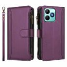 For Realme C53 4G Global / C51 4G Magnetic Closure 9 Card Slots Zipper Leather Case with Hand Strap(Purple) - 2