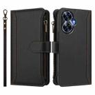 For Realme C55 4G Global / Narzo N55 Magnetic Closure 9 Card Slots Zipper Leather Case with Hand Strap(Black) - 2