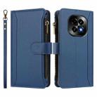 For Realme C63 5G Global Magnetic Closure 9 Card Slots Zipper Leather Case with Hand Strap(Dark Blue) - 2