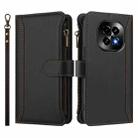 For Realme C63 5G Global Magnetic Closure 9 Card Slots Zipper Leather Case with Hand Strap(Black) - 2
