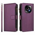 For Realme C63 5G Global Magnetic Closure 9 Card Slots Zipper Leather Case with Hand Strap(Purple) - 2