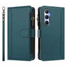 For Realme C65 4G Global Magnetic Closure 9 Card Slots Zipper Leather Case with Hand Strap(Dark Green) - 2