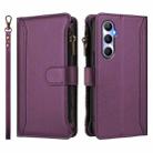 For Realme C65 4G Global Magnetic Closure 9 Card Slots Zipper Leather Case with Hand Strap(Purple) - 2