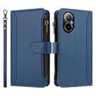 For Realme C67 4G Global / 12 Lite 4G Global Magnetic Closure 9 Card Slots Zipper Leather Case with Hand Strap(Dark Blue) - 2