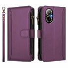For Realme C67 4G Global / 12 Lite 4G Global Magnetic Closure 9 Card Slots Zipper Leather Case with Hand Strap(Purple) - 2