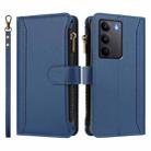 For Realme C75 4G Global / 14x 5G Global Magnetic Closure 9 Card Slots Zipper Leather Case with Hand Strap(Dark Blue) - 2