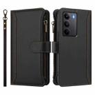 For Realme C75 4G Global / 14x 5G Global Magnetic Closure 9 Card Slots Zipper Leather Case with Hand Strap(Black) - 2