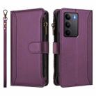For Realme C75 4G Global / 14x 5G Global Magnetic Closure 9 Card Slots Zipper Leather Case with Hand Strap(Purple) - 2
