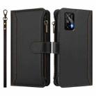 For Realme GT 5G / GT NEO 5G Magnetic Closure 9 Card Slots Zipper Leather Case with Hand Strap(Black) - 2