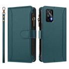 For Realme GT 5G / GT NEO 5G Magnetic Closure 9 Card Slots Zipper Leather Case with Hand Strap(Dark Green) - 2