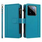For Realme GT7 Pro 5G / GT7 Pro Racing Magnetic Closure 9 Card Slots Zipper Leather Case with Hand Strap(Turquoise) - 2