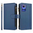 For Realme GT Neo3 Magnetic Closure 9 Card Slots Zipper Leather Case with Hand Strap(Dark Blue) - 2