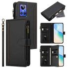 For Realme GT Neo3 Magnetic Closure 9 Card Slots Zipper Leather Case with Hand Strap(Black) - 1