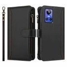 For Realme GT Neo3 Magnetic Closure 9 Card Slots Zipper Leather Case with Hand Strap(Black) - 2
