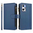 For Realme GT NEO 3T Magnetic Closure 9 Card Slots Zipper Leather Case with Hand Strap(Dark Blue) - 2