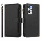 For Realme GT NEO 3T Magnetic Closure 9 Card Slots Zipper Leather Case with Hand Strap(Black) - 2