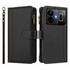 For Realme GT3 5G / GT Neo 5 240W Magnetic Closure 9 Card Slots Zipper Leather Case with Hand Strap(Black) - 2