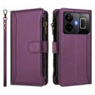 For Realme GT3 5G / GT Neo 5 240W Magnetic Closure 9 Card Slots Zipper Leather Case with Hand Strap(Purple) - 2