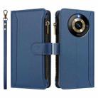 For Realme Narzo 60 Pro Global Magnetic Closure 9 Card Slots Zipper Leather Case with Hand Strap(Dark Blue) - 2