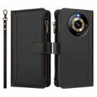 For Realme Narzo 60 Pro Global Magnetic Closure 9 Card Slots Zipper Leather Case with Hand Strap(Black) - 2