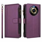 For Realme Narzo 60 Pro Global Magnetic Closure 9 Card Slots Zipper Leather Case with Hand Strap(Purple) - 2