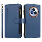 For Realme Narzo 80 Pro Magnetic Closure 9 Card Slots Zipper Leather Case with Hand Strap(Dark Blue) - 2