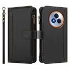 For Realme Narzo 80 Pro Magnetic Closure 9 Card Slots Zipper Leather Case with Hand Strap(Black) - 2