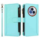 For Realme Narzo 80 Pro Magnetic Closure 9 Card Slots Zipper Leather Case with Hand Strap(Mint Green) - 2