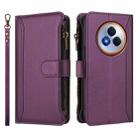 For Realme Narzo 80 Pro Magnetic Closure 9 Card Slots Zipper Leather Case with Hand Strap(Purple) - 2