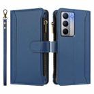 For Realme Narzo 80X Magnetic Closure 9 Card Slots Zipper Leather Case with Hand Strap(Dark Blue) - 2