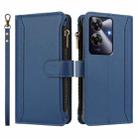 For Realme Note 60 4G Global / Narzo N63 4G Magnetic Closure 9 Card Slots Zipper Leather Case with Hand Strap(Dark Blue) - 2