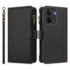 For Realme P3 5G Global Magnetic Closure 9 Card Slots Zipper Leather Case with Hand Strap(Black) - 2