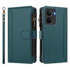 For Realme P3 5G Global Magnetic Closure 9 Card Slots Zipper Leather Case with Hand Strap(Dark Green) - 2