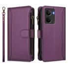 For Realme P3 5G Global Magnetic Closure 9 Card Slots Zipper Leather Case with Hand Strap(Purple) - 2