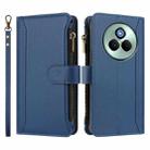 For Realme P3 Pro 5G  Global Magnetic Closure 9 Card Slots Zipper Leather Case with Hand Strap(Dark Blue) - 2