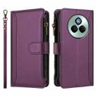 For Realme P3 Pro 5G  Global Magnetic Closure 9 Card Slots Zipper Leather Case with Hand Strap(Purple) - 2