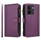 For Realme P3 Ultra 5G  Global Magnetic Closure 9 Card Slots Zipper Leather Case with Hand Strap(Purple) - 2