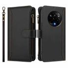 For Realme 14 Pro 5G India Magnetic Closure 9 Card Slots Zipper Leather Case with Hand Strap(Black) - 2