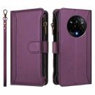 For Realme 14 Pro 5G India Magnetic Closure 9 Card Slots Zipper Leather Case with Hand Strap(Purple) - 2