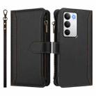 For Realme C71 4G Global Magnetic Closure 9 Card Slots Zipper Leather Case with Hand Strap(Black) - 2