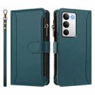 For Realme C71 4G Global Magnetic Closure 9 Card Slots Zipper Leather Case with Hand Strap(Dark Green) - 2