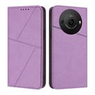 For Sharp Aquos R8 Pro Strong Magnetic Frosted Flip Leather Phone Case(Light Purple) - 1
