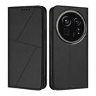 For Sharp Aquos R9 Pro Strong Magnetic Frosted Flip Leather Phone Case(Black) - 1