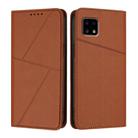For Sharp Aquos Sense 4 / Sense4 Lite Strong Magnetic Frosted Flip Leather Phone Case(Coffee Color) - 1