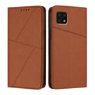 For Sharp Aquos Sense 6 / Aquos Sense6s Strong Magnetic Frosted Flip Leather Phone Case(Coffee Color) - 1