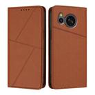 For Sharp Aquos Sense7 Strong Magnetic Frosted Flip Leather Phone Case(Coffee Color) - 1