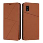 For Sharp Aquos wish / Aquos wish2 Strong Magnetic Frosted Flip Leather Phone Case(Coffee Color) - 1