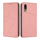 For Sharp Simple Sumaho 6 Strong Magnetic Frosted Flip Leather Phone Case(Pink) - 1